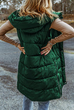 Load image into Gallery viewer, Dark Grey Hooded Long Quilted Vest Coat
