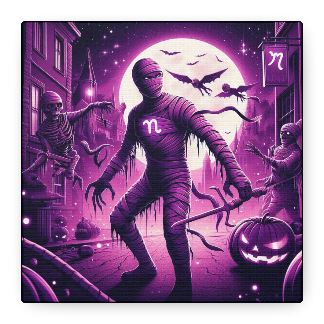 Halloween Wall Art, Spooky Canvas, Gothic Home Decor, Haunted House Decor, Mummy Artwork, Creepy Wall Hanging
