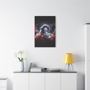 Celestial Ram Canvas Print, Astronomical Art for Home Decor, Unique Gift for Astrology Lovers, Cosmic Wall Art, Stretched Canvas