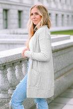Load image into Gallery viewer, Light Gray Thermal Waffle Knit Pocketed Cardigan
