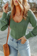 Load image into Gallery viewer, Rose U Neck Textured Long Sleeve Top
