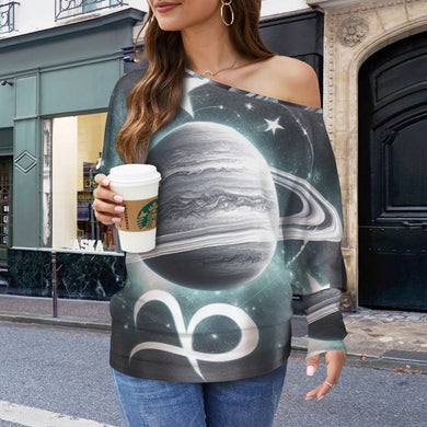 Designer (21) Capricorn Casual Long Batwing Sleeve Off Shoulder Sweater