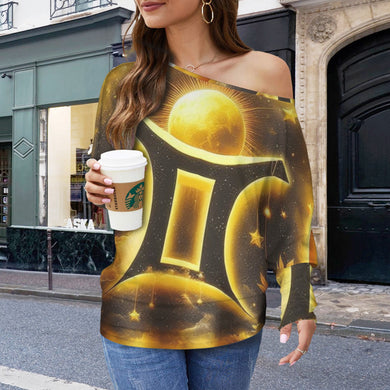 Designer (27) Gemini Casual Long Batwing Sleeve Off Shoulder Sweater