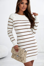 Load image into Gallery viewer, Stripe Button Ribbed Detail Mini Sweater Dress
