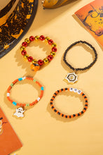 Load image into Gallery viewer, Orange 4pcs Halloween Ghost Spider Web Beaded Bracelet Set
