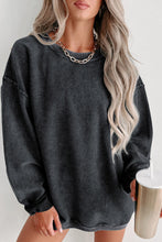 Load image into Gallery viewer, Green Solid Ribbed Knit Round Neck Pullover Sweatshirt
