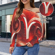 Load image into Gallery viewer, Designer (17) Aries Casual Long Batwing Sleeve Off Shoulder Sweater
