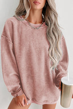 Load image into Gallery viewer, Green Solid Ribbed Knit Round Neck Pullover Sweatshirt

