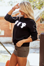 Load image into Gallery viewer, Black Halloween Ghosts Print Round Neck Sweatshirt
