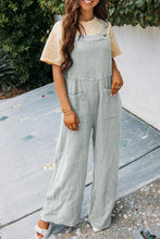 Load image into Gallery viewer, Gray Textured Wide Leg Overall with Pockets
