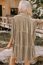 Load image into Gallery viewer, Chestnut 3/4 Sleeve Tunic Babydoll Velvet Shirt

