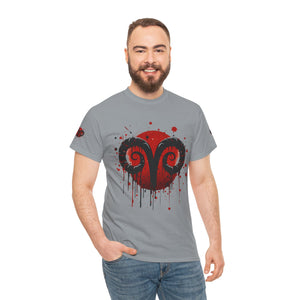 Aries Heart Tee, Unisex Heavy Cotton T-Shirt, Astrology Gift, Birthday Present, Graphic Tee, Casual Wear, Unique Design