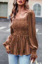 Load image into Gallery viewer, Pink Smocked Ribbed Velvet Babydoll Top
