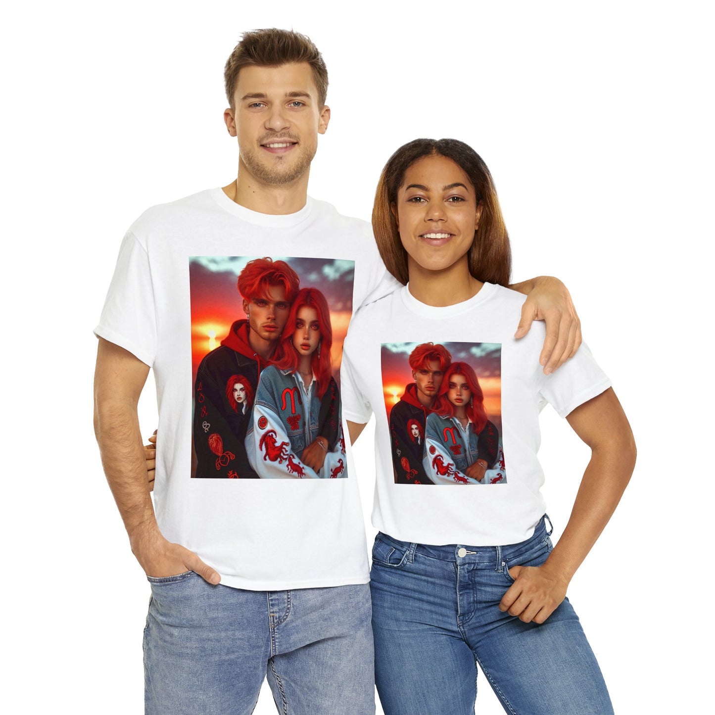 Unisex Aries Couple (1) Heavy Cotton Tee