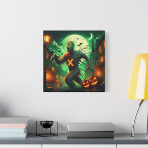 Spooky Halloween Wall Art Canvas, Mummy Decor for Fall, Halloween Party Decoration, Frightening Home Decor, Unique Gift Idea