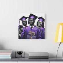Load image into Gallery viewer, Graduation Celebration Canvas Print, Wall Art for Graduates, Purple Graduation Gift, College Commencement Decor, Customizable Canvas
