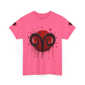 Aries Heart Tee, Unisex Heavy Cotton T-Shirt, Astrology Gift, Birthday Present, Graphic Tee, Casual Wear, Unique Design
