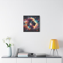 Load image into Gallery viewer, Cosmic Lion Art Canvas Print, Zodiac Wall Art, Leo Decor, Celestial Home Decor, Astrology Gift, Vibrant Galaxy Art
