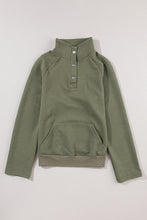 Load image into Gallery viewer, Laurel Green Textured Knit Buttoned Kangaroo Pocket Sweatshirt

