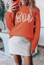 Load image into Gallery viewer, Apricot Boo Knitted Pattern Ribbed Edge Drop Shoulder Sweater
