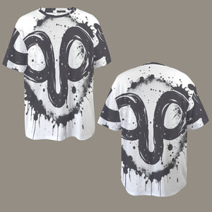 Capricorn Round Neck Loose T-Shirt (Inky Splatter) 2