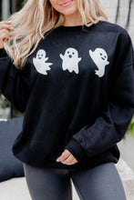 Load image into Gallery viewer, Black Halloween Ghosts Print Round Neck Sweatshirt
