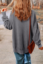 Load image into Gallery viewer, Gray Drop Shoulder Ribbed Trim Oversized Sweatshirt
