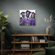 Load image into Gallery viewer, Graduation Celebration Canvas Print, Wall Art for Graduates, Purple Graduation Gift, College Commencement Decor, Customizable Canvas
