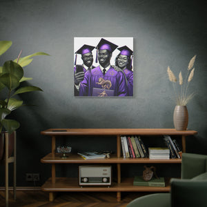 Graduation Celebration Canvas Print, Wall Art for Graduates, Purple Graduation Gift, College Commencement Decor, Customizable Canvas