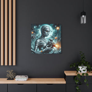 Spooky Mummy Canvas Art, Halloween Home Decor, Unique Wall Art, Horror Theme Decoration, Ghostly Photography Print
