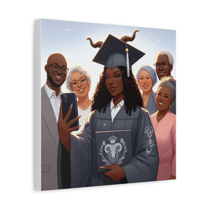 Graduation Celebration Canvas Print, Family Tribute Art, Graduation Gift, Wall Decor for Her, Customizable Artwork