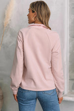 Load image into Gallery viewer, Pale Chestnut Textured Quarter Zip Raglan Sleeve Sweatshirt

