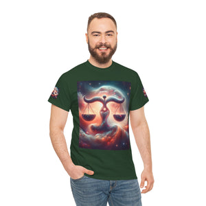 Cosmic Libra Justice Tee, Celestial Balance Shirt, Astrology Themed T-Shirt, Gift for Science Lovers, Unisex Heavy Cotton Tee