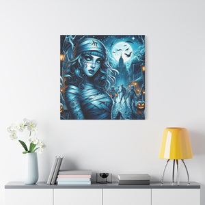 Mystical Mummy Canvas Art | Gothic Home Decor, Halloween Wall Art, Witchy Gift, Unique Art Print, Spooky Vibes, Mummy Themed Decor