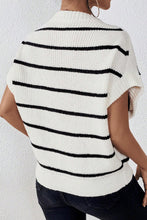 Load image into Gallery viewer, White Stripe Round Neck Batwing Sleeve Sweater
