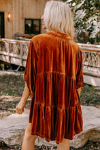 Load image into Gallery viewer, Chestnut 3/4 Sleeve Tunic Babydoll Velvet Shirt
