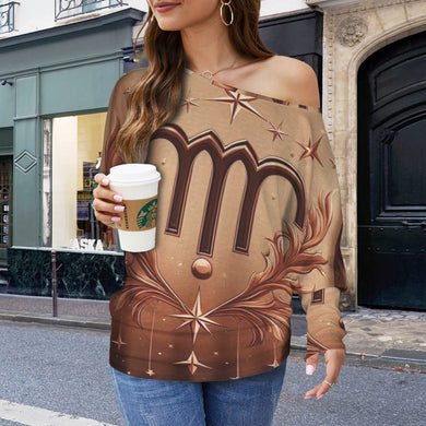 Designer (12) Virgo Casual Long Batwing Sleeve Off Shoulder Sweater
