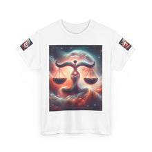 Load image into Gallery viewer, Cosmic Libra Justice Tee, Celestial Balance Shirt, Astrology Themed T-Shirt, Gift for Science Lovers, Unisex Heavy Cotton Tee

