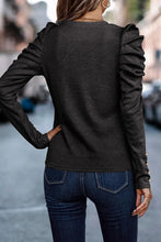 Load image into Gallery viewer, Green Buttoned Puff Long Sleeve Sheath Top
