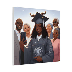 Graduation Celebration Canvas Print, Family Tribute Art, Graduation Gift, Wall Decor for Her, Customizable Artwork