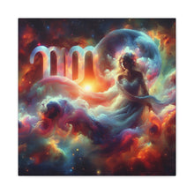 Load image into Gallery viewer, Cosmic Virgo Wall Art, Zodiac Decor, Astrology Canvas Print, Horoscope Gift, Spiritual Home Decor, Celestial Artwork
