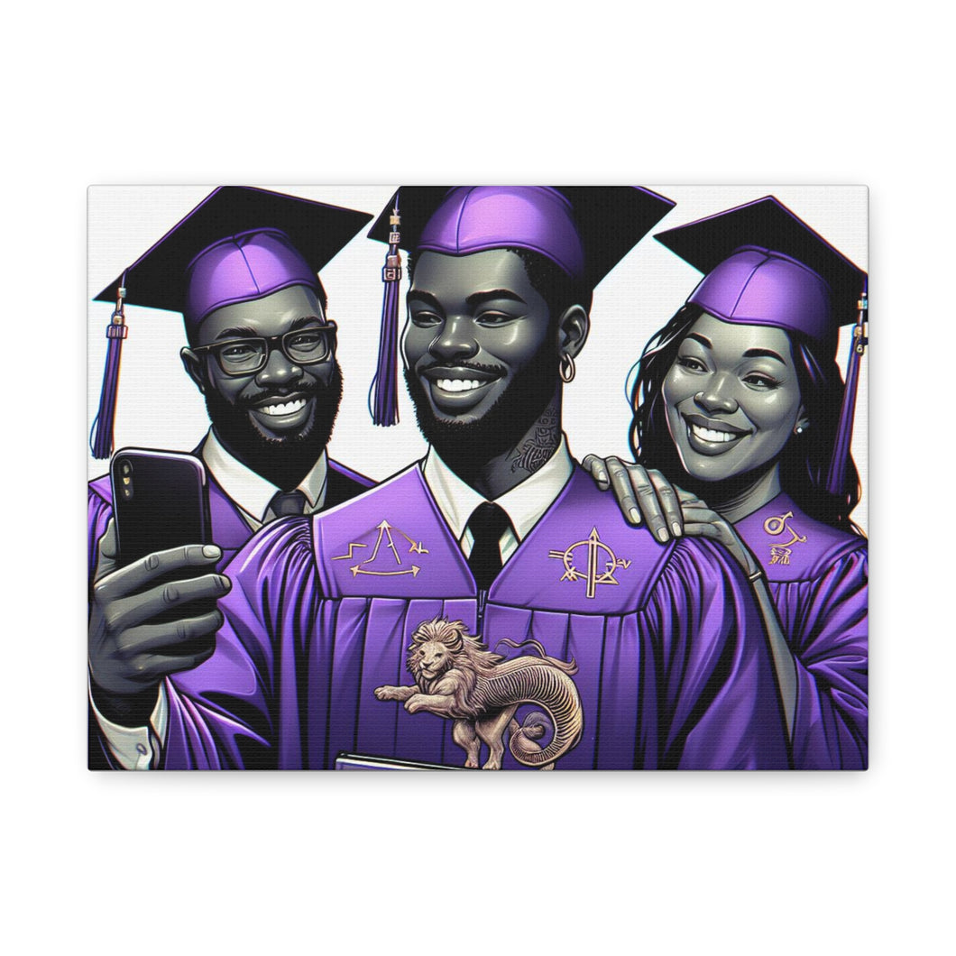 Graduation Celebration Canvas Print, Wall Art for Graduates, Purple Graduation Gift, College Commencement Decor, Customizable Canvas