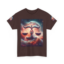 Load image into Gallery viewer, Cosmic Libra Justice Tee, Celestial Balance Shirt, Astrology Themed T-Shirt, Gift for Science Lovers, Unisex Heavy Cotton Tee
