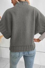 Load image into Gallery viewer, Blackish Green Mock Neck Batwing Short Sleeve Knit Sweater
