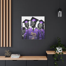 Load image into Gallery viewer, Graduation Celebration Canvas Print, Wall Art for Graduates, Purple Graduation Gift, College Commencement Decor, Customizable Canvas
