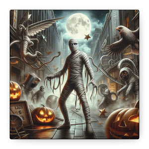 Spooky Mummy Art Canvas Print | Halloween Home Decor, Fall Wall Art, Unique Gift, Framed Mummy Artwork, Creepy Halloween Decor