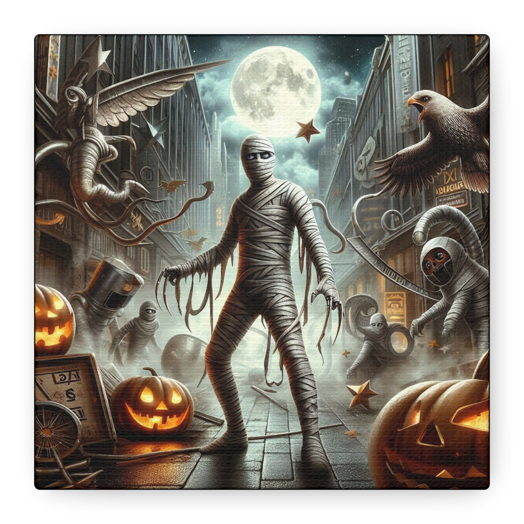 Spooky Mummy Art Canvas Print | Halloween Home Decor, Fall Wall Art, Unique Gift, Framed Mummy Artwork, Creepy Halloween Decor