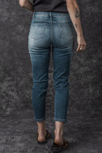 Load image into Gallery viewer, Blue Distressed Ripped Skinny Jeans
