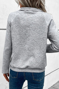 Laurel Green Textured Knit Buttoned Kangaroo Pocket Sweatshirt