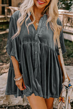 Load image into Gallery viewer, Chestnut 3/4 Sleeve Tunic Babydoll Velvet Shirt
